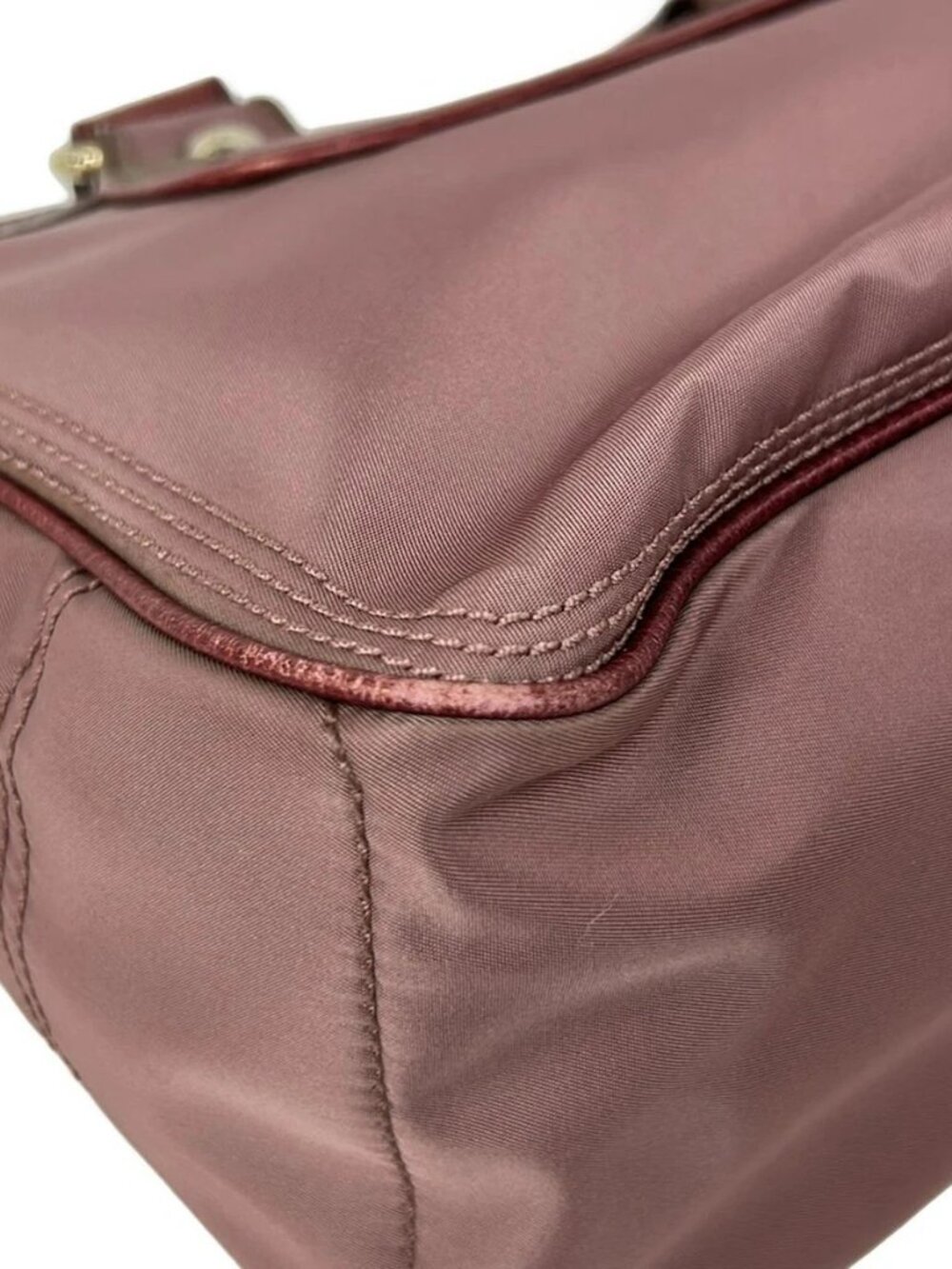 CELINE - Red Nylon Leather Handbag - Picture 7 of 10